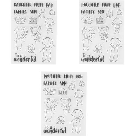 Lot de 3 Tampons Transparents TPR Recyclé, Motifs Variés, Clair pour DIY, Invitations, Enveloppes, Albums Photos (1/5)