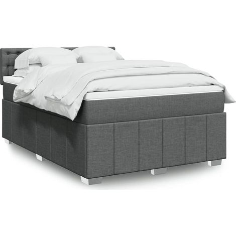 Boxspringbett mit Matratze Dunkelgrau 140x200 cm Stoff