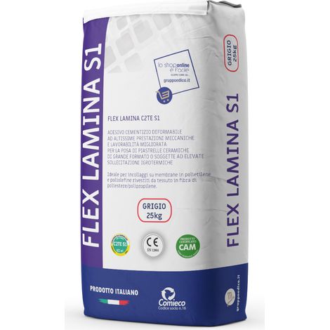 Flex Lamina S1 Adesivo cementizio ad altissime prestazioni per la posa di piastrelle 25 KG Grigio