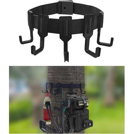 Schwarzer Baumständer (1-teilig) mit Befestigungsgurten und Haken, tragbar für Camping (1/5)