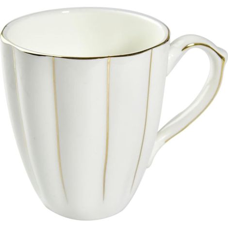 Tasse à café en porcelaine blanche forme ronde avec support doré et poignée ergonomique, (1/5)