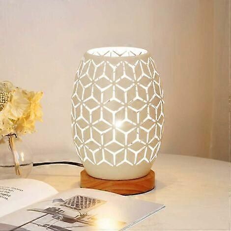 Lampe de table en métal, lampe de chevet avec base en bois et ampoule Edison, idéale pour la chambre, la maison, un mariage ou une terrasse. (1/5)