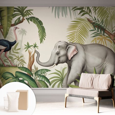 Tapete Vliestapete mit Kleber modern - Wanddeko für Küche - Klebefolie Wand - luxus Look Exotische Szene 312x219 cm (1/5)