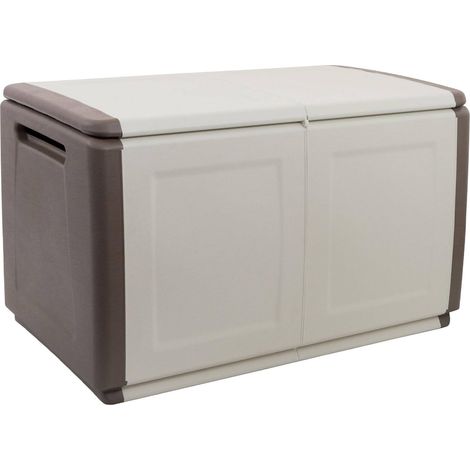 Coffre polyvalent, Coffre de rangement, Boîte de rangement, 96x53h57 cm, Beige et Marron (1/4)