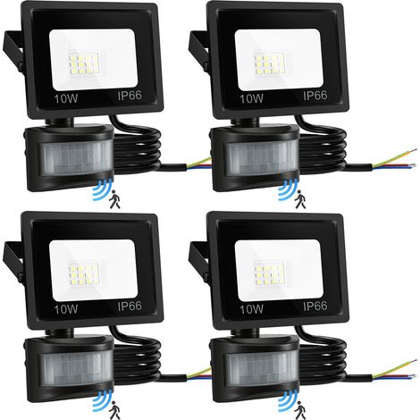 TolleTour LED Fluter mit Bewegungssensor 4X 10W Außenbeleuchtung Scheinwerfer Strahler Kaltweiß