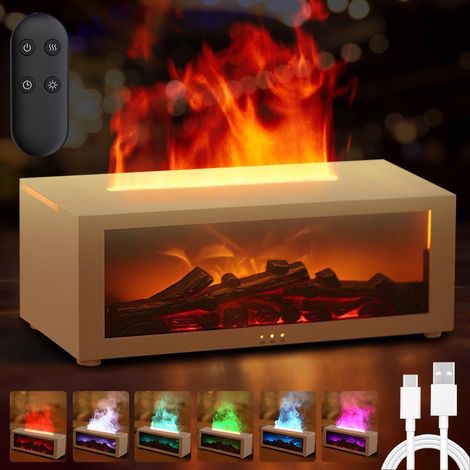 Flammen-Aroma-Diffusor, ätherischer Öl-Diffusor mit 7-farbiger Beleuchtung, Flammen-Luftbefeuchter mit Fernbedienung, Duftöl-Diffusor mit Timer, automatische Abschaltung bei niedrigem Wasserstand (1/5)