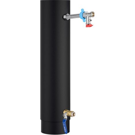 Wolketon Tubo camino Ø15 con serpentina in acciaio inox altezza 52,5 cm set completo con rubinetto a sfera Efficiente scambiatore di calore per acqua calda e supporto al riscaldamento (1/5)