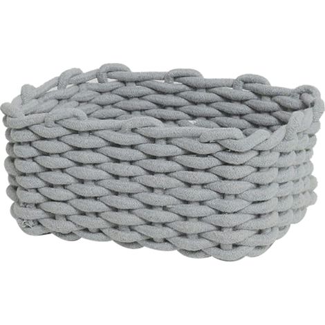 Panier de rangement en corde de coton tricoté main, style nordique, organisateur de bureau pour clés, sous-vêtements ou snacks, gris, 30x22x14cm
