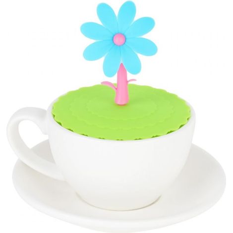 Couvercles de tasse en silicone à motif de jeune arbre, résistants à la chaleur et sans danger (bleu) (1/5)