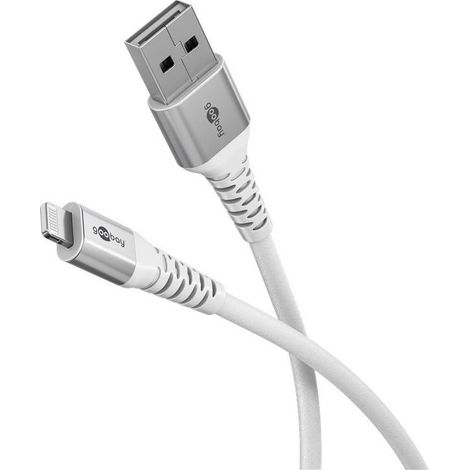 Cable SGS USB-A Lightning en Tela 2 Metros Plata