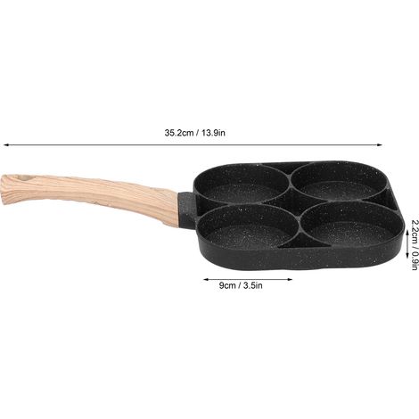 Casserole à 4 trous antiadhésive pour la cuisson des œufs, des crêpes et autres pancakes, compatible avec les plaques à induction et à gaz. (1/5)