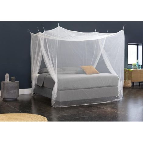 Moustiquaire Auvent, Anti-Insectes Moustiquaire, Moustiquaire pour Lit Double, 2 Ouvertures Latérales, Forme Rectangulaire Décorative pour la Maison et Le Voyage, Blanc, 200x180x180cm (1/4)
