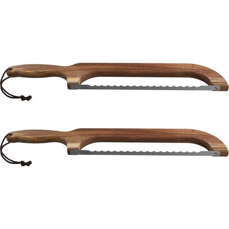 2 cuchillos para pan, cuchillo de madera para pan casero, cortador de masa madre serrado de 42 cm, rebanador de pan con forma de arco de violín