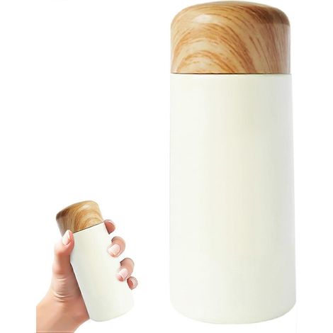 Bouteille isotherme de 150 ml pour lait, café, thé, boissons chaudes et froides, en acier inoxydable 304, blanche. (1/5)