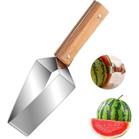 Lot de 2 coupe-pastèques — Coupe-pastèques manuel en acier inoxydable, coupe-fruits multifonction, ustensile de découpe rapide idéal pour la cuisine, les fêtes de famille et le camping (1/5)