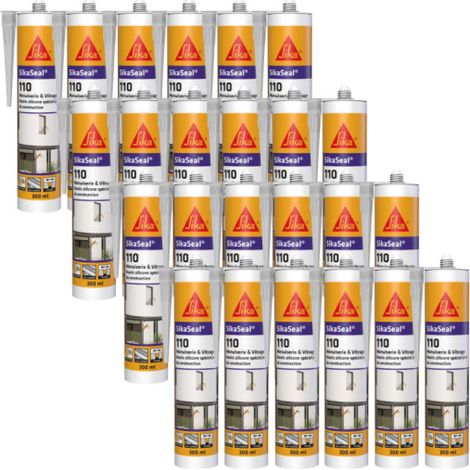 Set von 24 Silikon-Dichtungsmitteln SIKA SikaSeal 110 Schreinerei &amp Verglasung - Transparent - 300ml