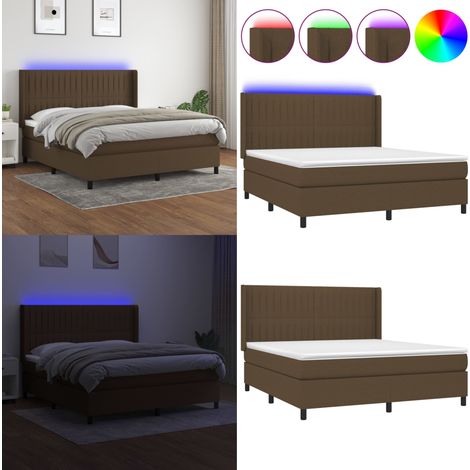 Sommier à lattes de lit matelas et LED Marron foncé 160x200 cm - Lit Plateforme - Lit Design - Lit Moderne - Lit Avec Rangement - Tête De Lit Ajustable - Home & Living (1/5)