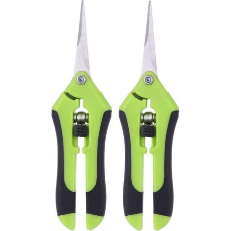 Lot de 2 ciseaux pour élaguer des ciseaux à élaguer manuel en acier inoxydable professionnel (Vert)