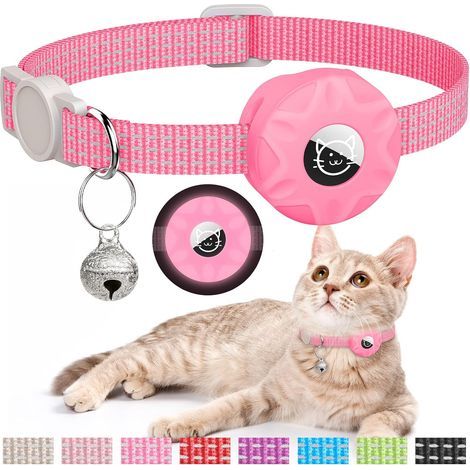 Collier GPS pour chat (amovible, avec clochette) (rose) Pile bouton (1/5)