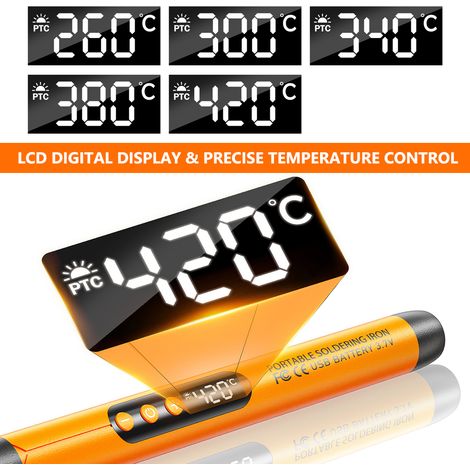 Fer à souder électrique portable USB multifonctionnel intelligent, stylo de soudage avec réglage de température 260-420℃ pour réparation et entretien (1/5)