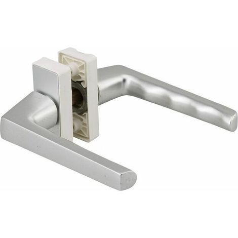 Paire de béquilles pour porte, carré 7mm avec fourreau 7 à 8mm fourni, argent - (1/2)