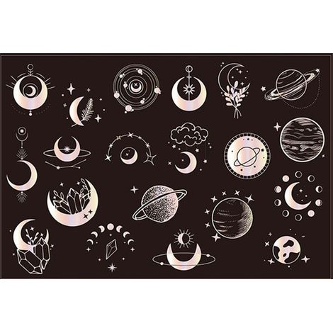 Autocollant PVC réfléchissant doré motif soleil lune, autocollant laser adhésif pour décoration extérieure (1/5)