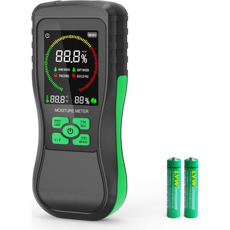 HY18 Humidimètre sans broche pour détection non destructive de l'humidité dans les cloisons sèches, le bois et la maçonnerie avec grand écran LCD, 4 modes pour bois de chauffage, murs (1/5)