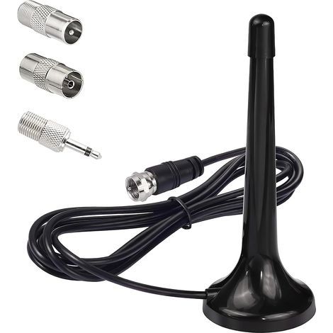 Applicable Antenne radio DAB/FM télescopique, base magnétique, câble d'extension de 3 m, antenne portable pour une meilleure réception, compatible avec les tuners, amplificateurs stéréo et systèmes ho (1/5)