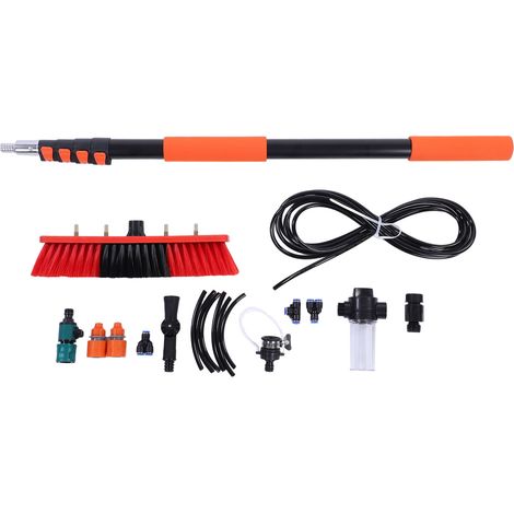 Kit de brosse de nettoyage de panneau solaire 12 pieds extensible avec poteau télescopique distributeur de savon outil de nettoyage de vitres alimenté en eau pour toit RV gouttière pont de bateau