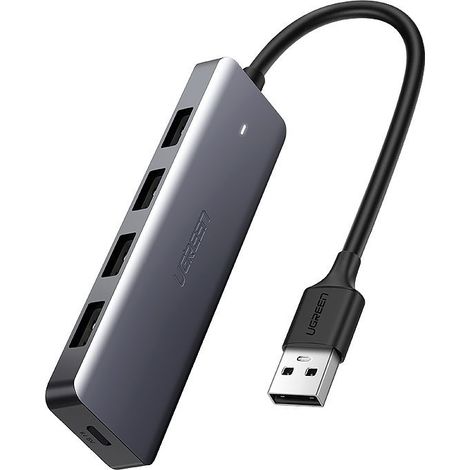 HUB Divisor de puertos USB - 4 puertos USB 3.2 con puerto de alimentación Micro USB Gris (1/5)