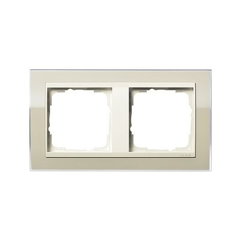 GIRA EVENT 0212771 - MASCHERINA DI COPERTURA, PER 2 MODULI CENTRALI, COLORE: MARRONE CHIARO, CORNICE: BIANCO CREMA