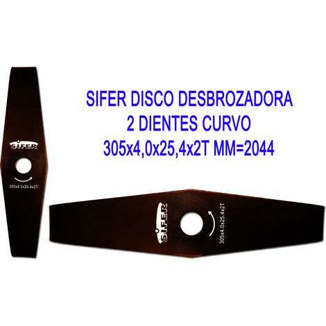 sifer disco desbrozadora 2 dientes curvo 305x4,0x25,4x2t mm 2044