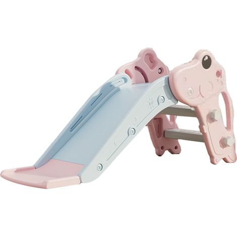 Toboggan pliant pour tout-petits, structure plastique stable et fiable, toboggan grimpeur pour enfants, rose, protection sécurisée (1/5)