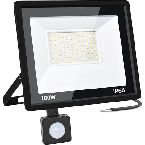 Projecteur extérieur LED Detecteur de Mouvement 100W, 10000LM Spot LED Extérieur IP66 étanche projecteur led extérieur Projecteur blanc froid 6500K, Eclairage pour jardin cour Garage