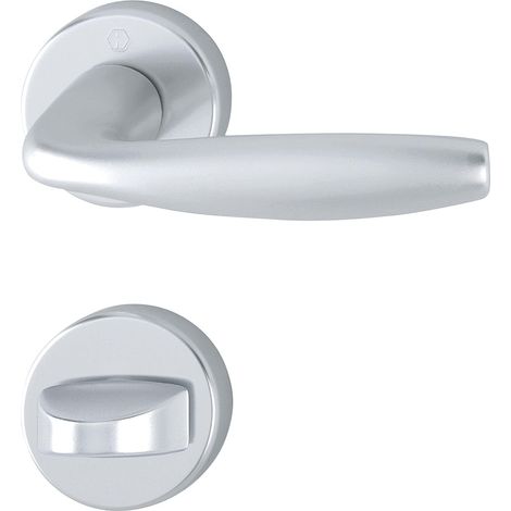 Poignée de porte avec garniture libre/occupé, Aluminum anodisé argent (1/5)