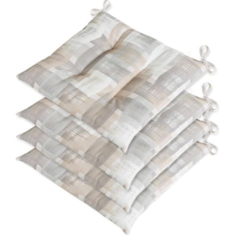 Set 4 Cuscini Sedia Shabby Chic Morbidi Imbottiti Ovatta Universali Coprisedie Cotone Lavabile (1/4)
