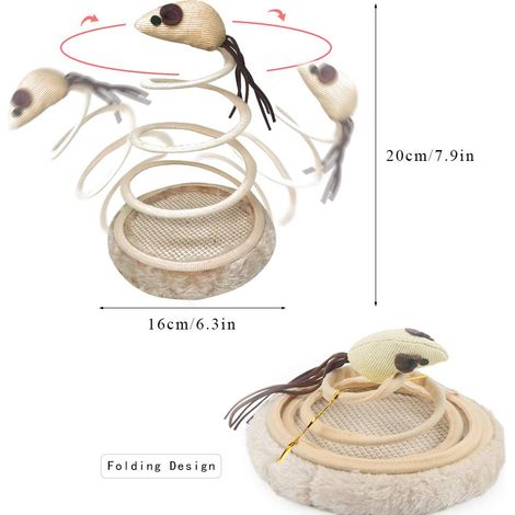Jouet interactif pour chat, souris d'exercice en peluche avec ressort en spirale, jouet d'intérieur portable pour toutes les races