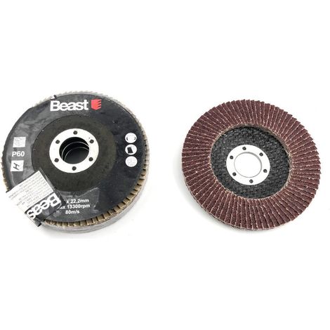 3 Disques Lamelles Plat D. 115 x Al. 22,23 mm - Gr 60 Corindon pour Bois - Métal - Usage Professionnel - Beast (1/5)