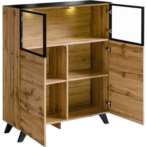 Vitrine basse à poser - Thin - L 100 cm x P 40 cm x H 123 cm - Bois - Livraison gratuite