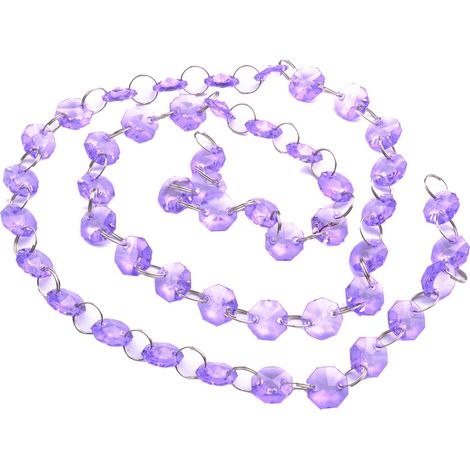 Perles en acrylique octogonales 1m pour décoration de mariage, Noël et fêtes (Violet) (1/3)