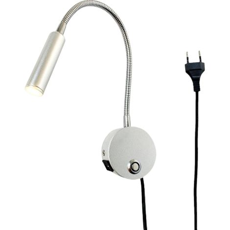 Lampe De Lecture Murale LED - Col De Cygne Réglable 360° - Commande Tactile - Gradation D'Intensité - Port USB - Câble UE 1,7 M - 3 W - Pour Lit Ou Chevet (1/5)