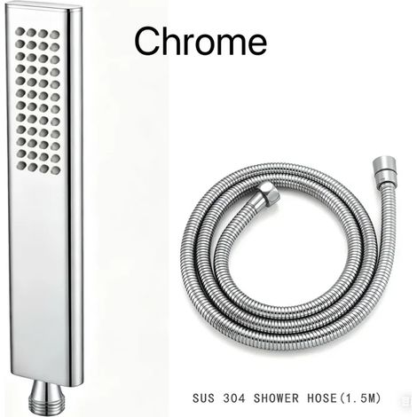 (Lot de 2 chromés) Pommeau de douche à main en laiton doré rose brossé avec flexible en acier inoxydable de 1,5 m, accessoire de support de douche et économie d'eau (1/5)