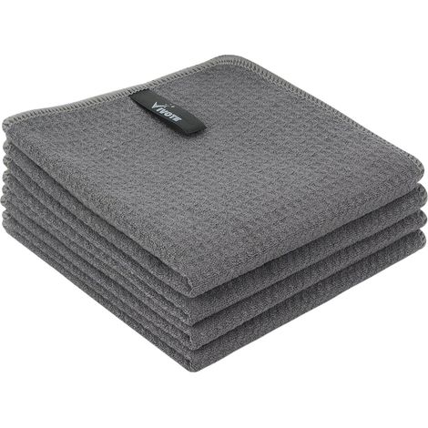 4 Torchons Microfibres 33x33cm, Séchage Rapide, Non Pelucheux, Pour Cuisine Et Salle De Bain (1/5)