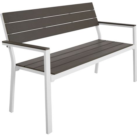 Banc de jardin 2 places aluminium résistant gris clair/blanc