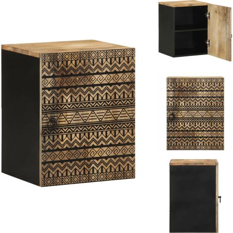 Armoire de salle de bain suspendue bois massif manguier - Armoire Murale De Salle De Bain - Armoires Murales De Salle De Bain - Armoire - Armoire De Rangement (1/5)
