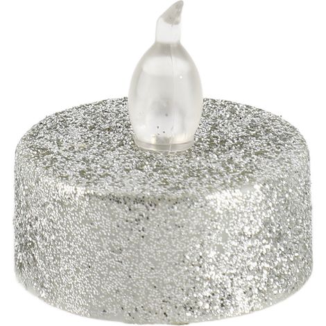 Bougie électronique LED dorée sans flamme, décoration pour terrasses extérieures, argent, 12 pièces (1/5)