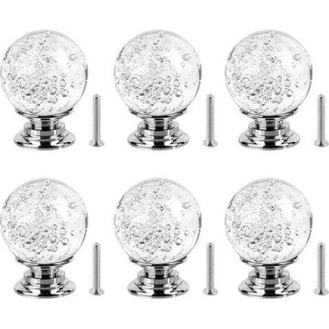 Pcs Bouton de Meuble Cristal Poignées de Tiroir en Verre 30mm avec Vis pour Cuisine Bureau Chambre