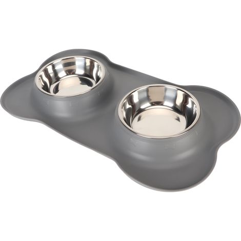 Gamelles pour chiens anti-déversement et antidérapantes en acier inoxydable avec tapis en silicone pour chiens de petite, moyenne et grande taille. (1/5)