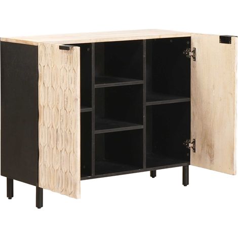 Buffet avec étagère Finition Lavage Blanc 90 x 33 x 75 cm (1/5)