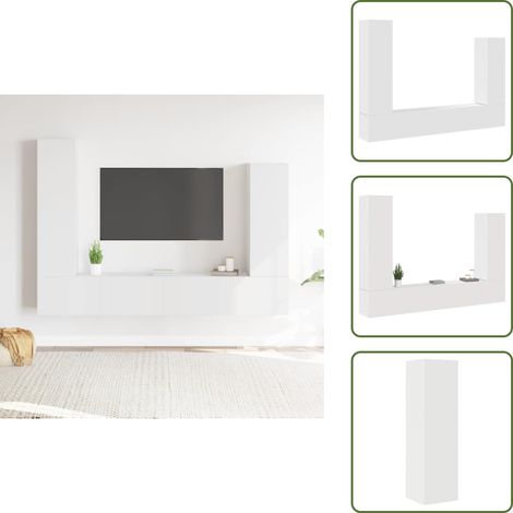 4-tlg. TV-Schrank-Set Weiß Holzwerkstoff - TV-Schrank - Fernsehtisch - Regal - Wohnzimmermöbel - Holzwerkstoff Möbel (1/5)